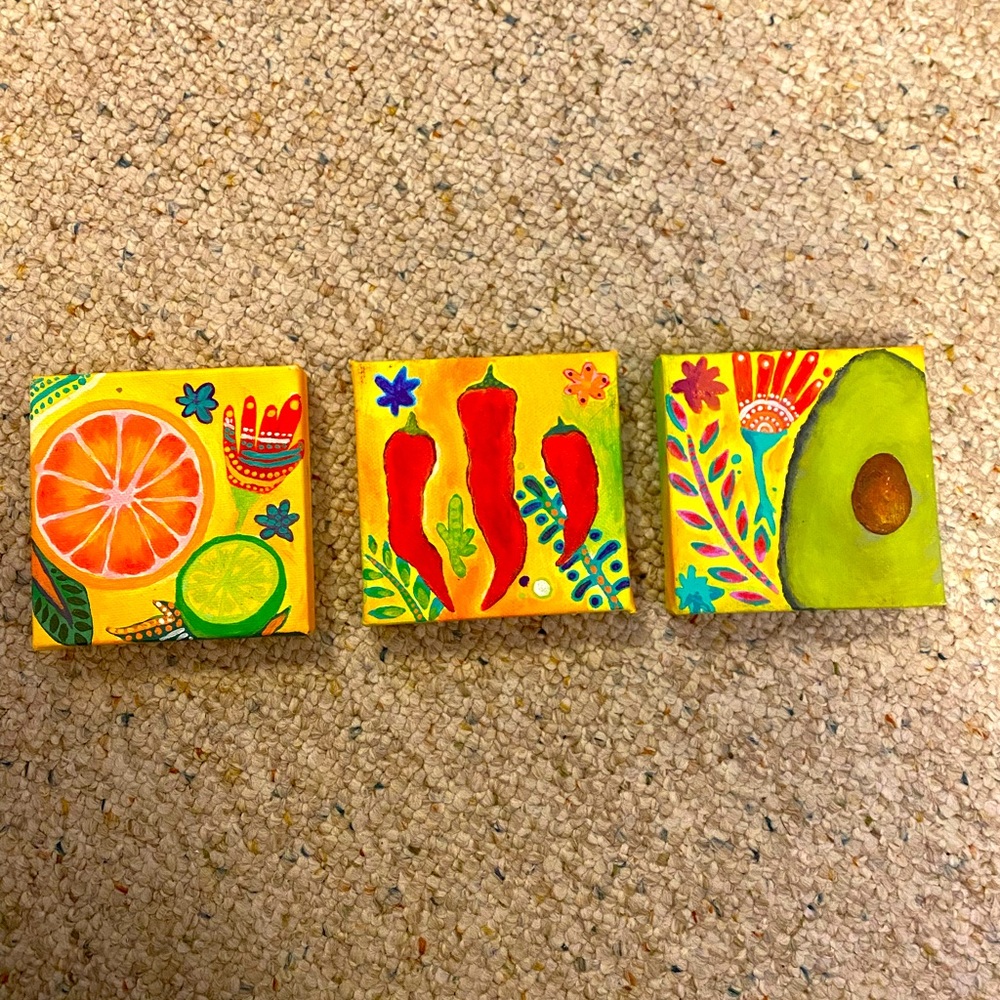 Set of 3 Custom Hand Painted Canvas